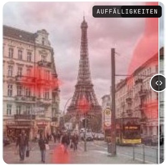 Ergebnis: Heatmap markiert die auffälligen Bildbereiche rot